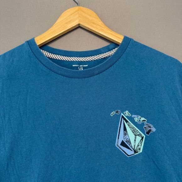 Volcom Hawaii Men’s Essential Blue Short Sleeve T-Shirt Size Large 100% Cotton - Picture 2 of 10